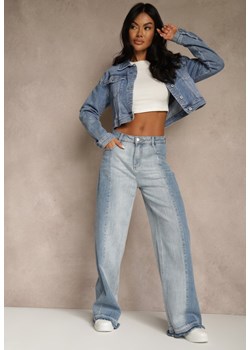 Niebieskie Jeansy High Waist Wide Leg w Dwóch Odcieniach Denimu Carilvienne ze sklepu renee.pl w kategorii Jeansy damskie - zdjęcie 188266761