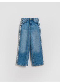 Reserved - Jeansy straight z lampasami - niebieski ze sklepu Reserved w kategorii Spodnie dziewczęce - zdjęcie 188266890