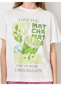 Sinsay - Bawełniana koszulka z kolorowym nadrukiem - kremowy ze sklepu Sinsay w kategorii Bluzki damskie - zdjęcie 188267373