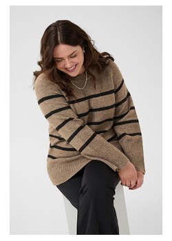 KAFFE curve Sweter "Erina" w kolorze czarno-jasnobrązowym ze sklepu Limango Polska w kategorii Swetry damskie - zdjęcie 188271974