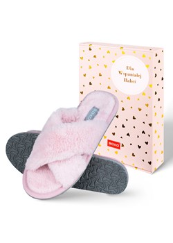 Kapcie Damskie Różowe z Paskami ze sklepu Sklep SOXO w kategorii Kapcie damskie - zdjęcie 188279470