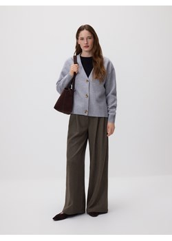 Reserved - Wełniany kardigan - jasnoszary ze sklepu Reserved w kategorii Swetry damskie - zdjęcie 188279684