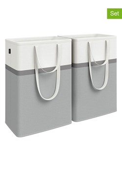 SONGMICS Kosze (2 szt.) w kolorze szaro-białym na pranie - 40 x 65 x 30 cm ze sklepu Limango Polska w kategorii Akcesoria łazienkowe - zdjęcie 188280550