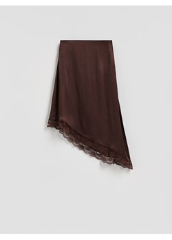 Reserved - Spódnica z asymetrycznym dołem - ciemnobrązowy ze sklepu Reserved w kategorii Spódnice - zdjęcie 188282793