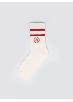 Skarpety damskie długie białe z czerwonymi paskami Prepaliana 603 ze sklepu Big Star w kategorii Skarpetki damskie - zdjęcie 188284103