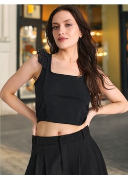 Sinsay - Bluzka na ramiączkach z ażurowymi falbankami - czarny ze sklepu Sinsay w kategorii Bluzki damskie - zdjęcie 188284500