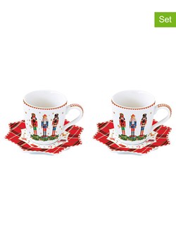 Easy Life Filiżanki (2 szt.) "Vintage Nutcracker" w kolorze biało-czerwonym - 100 ml ze sklepu Limango Polska w kategorii Dzbanki i zaparzacze - zdjęcie 188284533