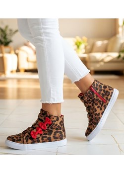 Wysokie trampki dziewczęce w panterkę /B3-3 3871 S281/ ze sklepu Pantofelek24.pl w kategorii Trampki dziecięce - zdjęcie 188284894