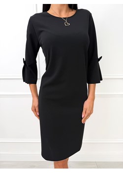 Czarna Klasyczna Sukienka z Rozszerzanym Rękawem ze sklepu ModnaKiecka.pl w kategorii Sukienki - zdjęcie 188285450