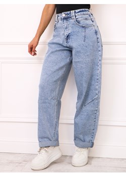 SPODNIE JEANSOWE TYPU BALLOON Z PRZECZYCIAMI- NIEBIESKIE ze sklepu olika.com.pl w kategorii Jeansy damskie - zdjęcie 188285530