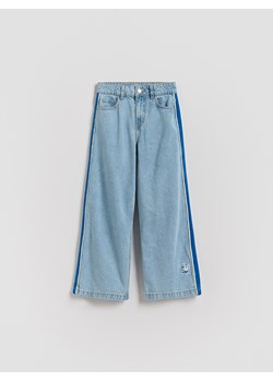 Reserved - Jeansy super wide leg z lampasami - niebieski ze sklepu Reserved w kategorii Spodnie dziewczęce - zdjęcie 188286502