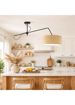 Lampa sufitowa na wysięgniku regulowanym w stylu boho RIO BOHO z rattanowym kloszem o średnicy 40 cm ze sklepu Lysne w kategorii Lampy sufitowe - zdjęcie 188286733