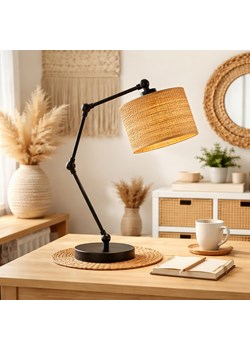 Rattanowa lampka biurkowa z regulowanym ramieniem ASMARA BOHO ze sklepu Lysne w kategorii Lampy stołowe - zdjęcie 188286742