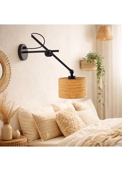 Kinkiet do czytania na wysięgniku HAMILTON BOHO z rattanowym kloszem w stylu boho ze sklepu Lysne w kategorii Lampy ścienne - zdjęcie 188286744