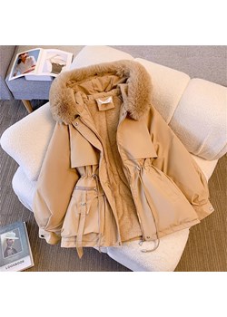 Damska ocieplana parka z kapturem - Beżowy M ze sklepu Intimica.pl w kategorii Parki damskie - zdjęcie 188287041