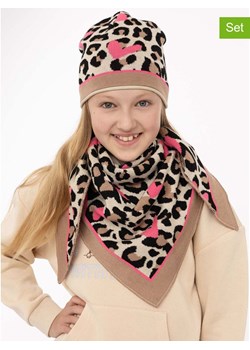 Zwillingsherz 2-częściowy zestaw "Leo Hearts" w kolorze beżowo-jasnoróżowym ze sklepu Limango Polska w kategorii Czapki dziecięce - zdjęcie 188287763