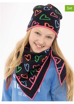 Zwillingsherz 2-częściowy zestaw "Colorful Hearts" w kolorze czarnym ze wzorem ze sklepu Limango Polska w kategorii Czapki dziecięce - zdjęcie 188287764