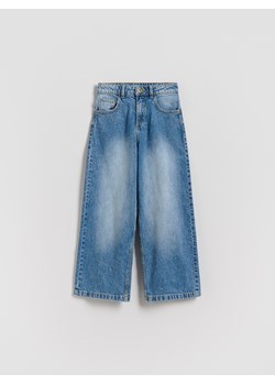 Reserved - Jeansy wide leg z opraniem - niebieski ze sklepu Reserved w kategorii Spodnie dziewczęce - zdjęcie 188289383