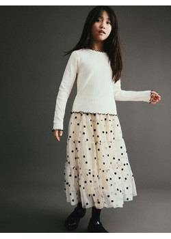 Reserved - Prążkowana koszulka - złamana biel ze sklepu Reserved w kategorii Bluzki dziewczęce - zdjęcie 188291393