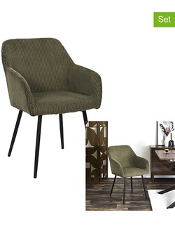 THE HOME DECO FACTORY Krzesła (2 szt.) w kolorze khaki - 55,5 x 82 x 61 cm ze sklepu Limango Polska w kategorii Meble - zdjęcie 188294113