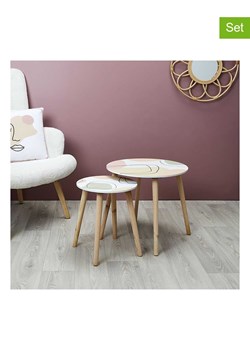 THE HOME DECO FACTORY Stoliki (2 szt.) "Poesie" w kolorze białym ze wzorem ze sklepu Limango Polska w kategorii Stoliki kawowe - zdjęcie 188294482