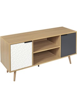 THE HOME DECO FACTORY Szafka RTV "Sven" w kolorze beżowo-szaro-białym - 120 x 56 x 39 cm ze sklepu Limango Polska w kategorii Meble - zdjęcie 188294660