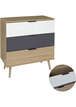 THE HOME DECO FACTORY Komoda "Sven" w kolorze jasnobrązowo-szaro-białym - 75 x 80 x 39 cm ze sklepu Limango Polska w kategorii Meble - zdjęcie 188294670