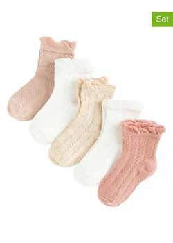 COOL CLUB Skarpety (5 par) w kolorze beżowo-jasnoróżowo-białym ze sklepu Limango Polska w kategorii Skarpetki dziecięce - zdjęcie 188298951