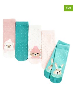 COOL CLUB Skarpety (5 par) w kolorze jasnoróżowo-turkusowo-kremowym ze sklepu Limango Polska w kategorii Skarpetki dziecięce - zdjęcie 188298970