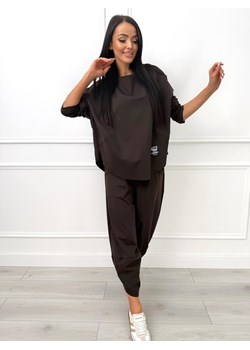 Ciemnobrązowy Dresowy Komplet o Luźnym Kroju ze sklepu ModnaKiecka.pl w kategorii Dresy damskie - zdjęcie 188302061