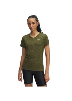 Damska koszulka treningowa Under Armour Tech SSV- Twist - khaki ze sklepu Sportstylestory.com w kategorii Bluzki damskie - zdjęcie 188302131