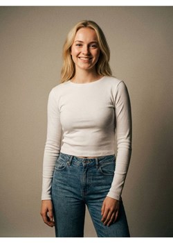 Sinsay - Koszulka z długim rękawem basic - biały ze sklepu Sinsay w kategorii Bluzki damskie - zdjęcie 188303090