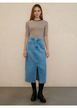 Sinsay - Spódnica jeansowa z efektem sprania - niebieski ze sklepu Sinsay w kategorii Spódnice - zdjęcie 188303143