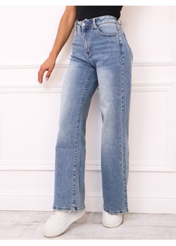Spodnie jeansowe z wysoką talią i długimi nogawkami - JASNO NIEBIESKIE ze sklepu olika.com.pl w kategorii Jeansy damskie - zdjęcie 188303553