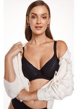 Gorteks biustonosz usztywniany z koronką czarny Kiara B5, Kolor czarny, Rozmiar 75F, Gorteks ze sklepu Intymna w kategorii Biustonosze - zdjęcie 188304073