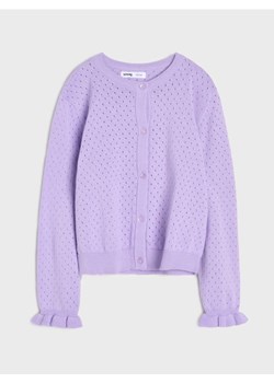 Sinsay - Ażurowy kardigan z ozdobnymi falbanami - fioletowy ze sklepu Sinsay w kategorii Swetry dziewczęce - zdjęcie 188304822