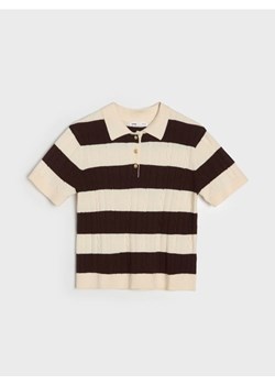 Sinsay - Wiskozowa bluzka polo w paski - wielobarwny ze sklepu Sinsay w kategorii Bluzki damskie - zdjęcie 188304830