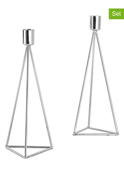 Echtwerk Świeczniki (2 szt.) "Diamond" w kolorze srebrnym - 9,5 x 24,5 x 9,5 cm ze sklepu Limango Polska w kategorii Świeczniki - zdjęcie 188310590