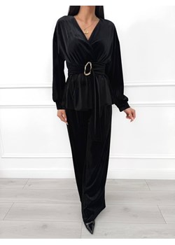 Czarny Elegancki Komplet ze Złotą Klamrą ze sklepu ModnaKiecka.pl w kategorii Komplety i garnitury damskie - zdjęcie 188311882