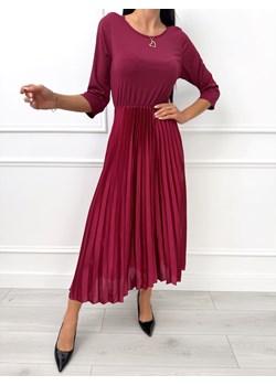 Bordowa Sukienka z Plisowanym Dołem ze sklepu ModnaKiecka.pl w kategorii Sukienki - zdjęcie 188311912