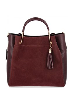 Elegancka Torebka Skórzana Włoski Kuferek z Kosmetyczką 5702 Bordowa ze sklepu PaniTorbalska w kategorii Kuferki - zdjęcie 188311980