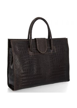 Torebka Skórzana Aktówka we Wzór Aligatora 816 Czekoladowa ze sklepu PaniTorbalska w kategorii Torby Shopper bag - zdjęcie 188312002
