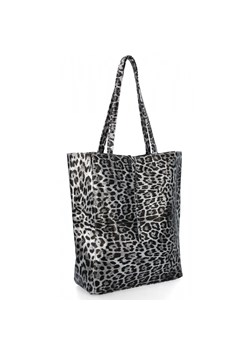 Modna Torebka Skórzana Shopper Bag z Kosmetyczką 168 Srebrna ze sklepu PaniTorbalska w kategorii Torby Shopper bag - zdjęcie 188312072