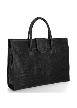 Torebka Skórzana Aktówka we Wzór Aligatora 816 Czarna ze sklepu PaniTorbalska w kategorii Torby Shopper bag - zdjęcie 188312134