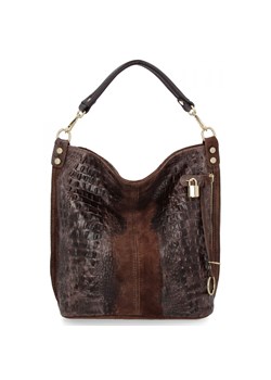 Włoska Torebka Skórzana w Motyw Zwierzęcy 884 Czekoladowa ze sklepu PaniTorbalska w kategorii Torby Shopper bag - zdjęcie 188312164