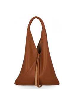 Włoska Torebka Skórzana Shopper Bag z Małą Kosmetyczką 5820S Ruda ze sklepu PaniTorbalska w kategorii Torby Shopper bag - zdjęcie 188312171