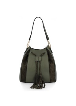 Modna Torebka Skórzana w Stylu Boho 665-Z Zielona ze sklepu PaniTorbalska w kategorii Torby Shopper bag - zdjęcie 188312190
