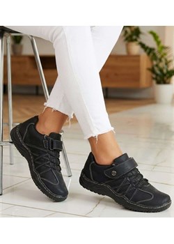 Czarne półbuty damskie na rzep /C2-2 14659 T281/ ze sklepu Pantofelek24.pl w kategorii Półbuty damskie - zdjęcie 188312672