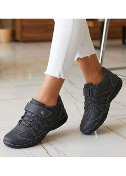 Szare półbuty damskie na rzep /G4-3 14658 T189/ ze sklepu Pantofelek24.pl w kategorii Półbuty damskie - zdjęcie 188312680