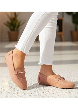 Camelowe wsuwane baleriny lordsy /G1-2 14660 S237/ ze sklepu Pantofelek24.pl w kategorii Lordsy damskie - zdjęcie 188312711